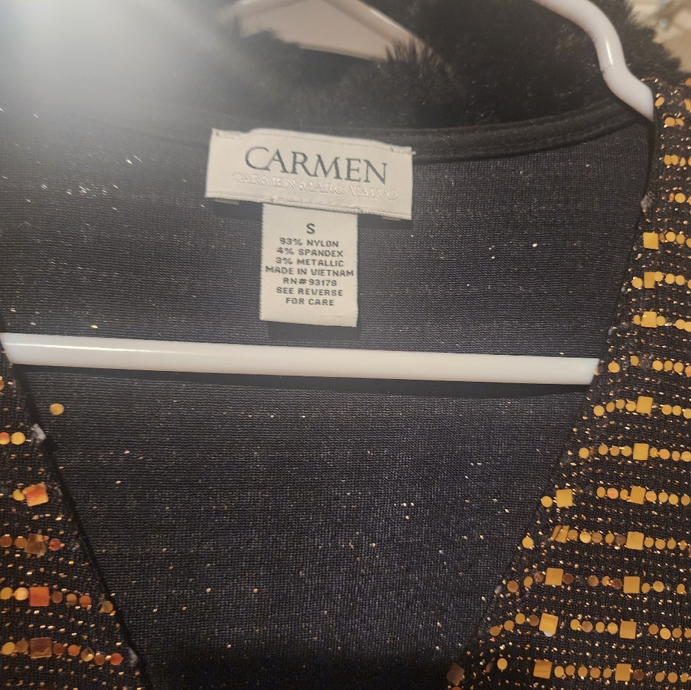Carmen Women's Black and Gold Sparkle Blouse